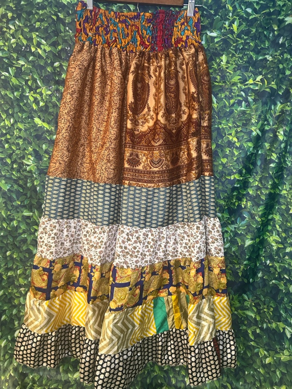 POL Multicolor Patchwork Wide-Leg ankle pants with Smocked Waist - Picture 4 of 10
